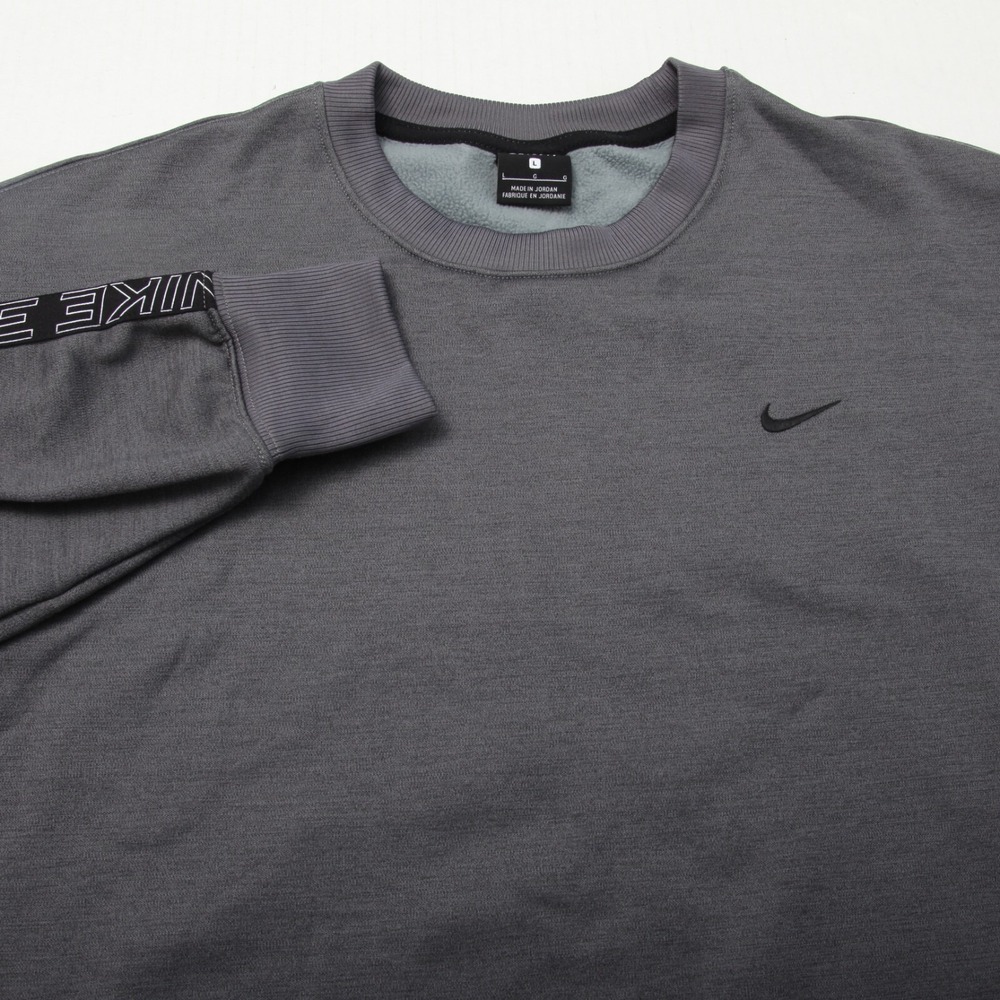 Nike Sweatshirt Women L Gray Dri-FIT Fleece Therma Training Crew Neck Pullover